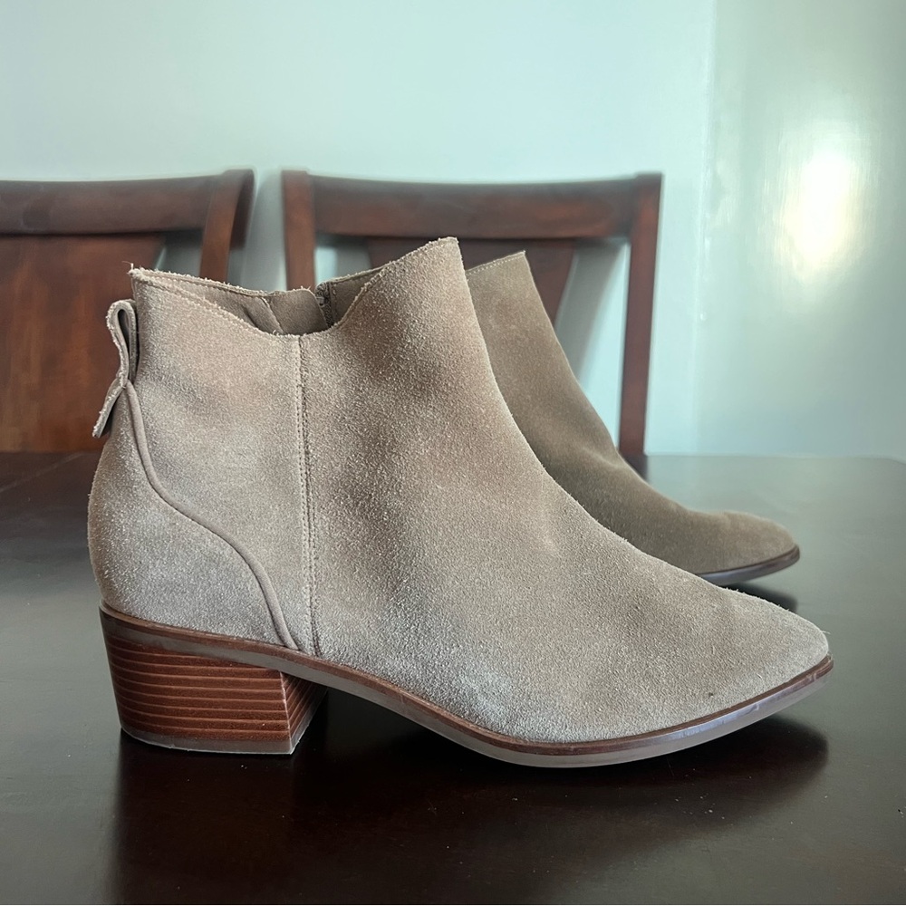 Cole Haan Grand 360 Vayda Ankle Boots Brown Suede Block Heel Womens Size 7.5